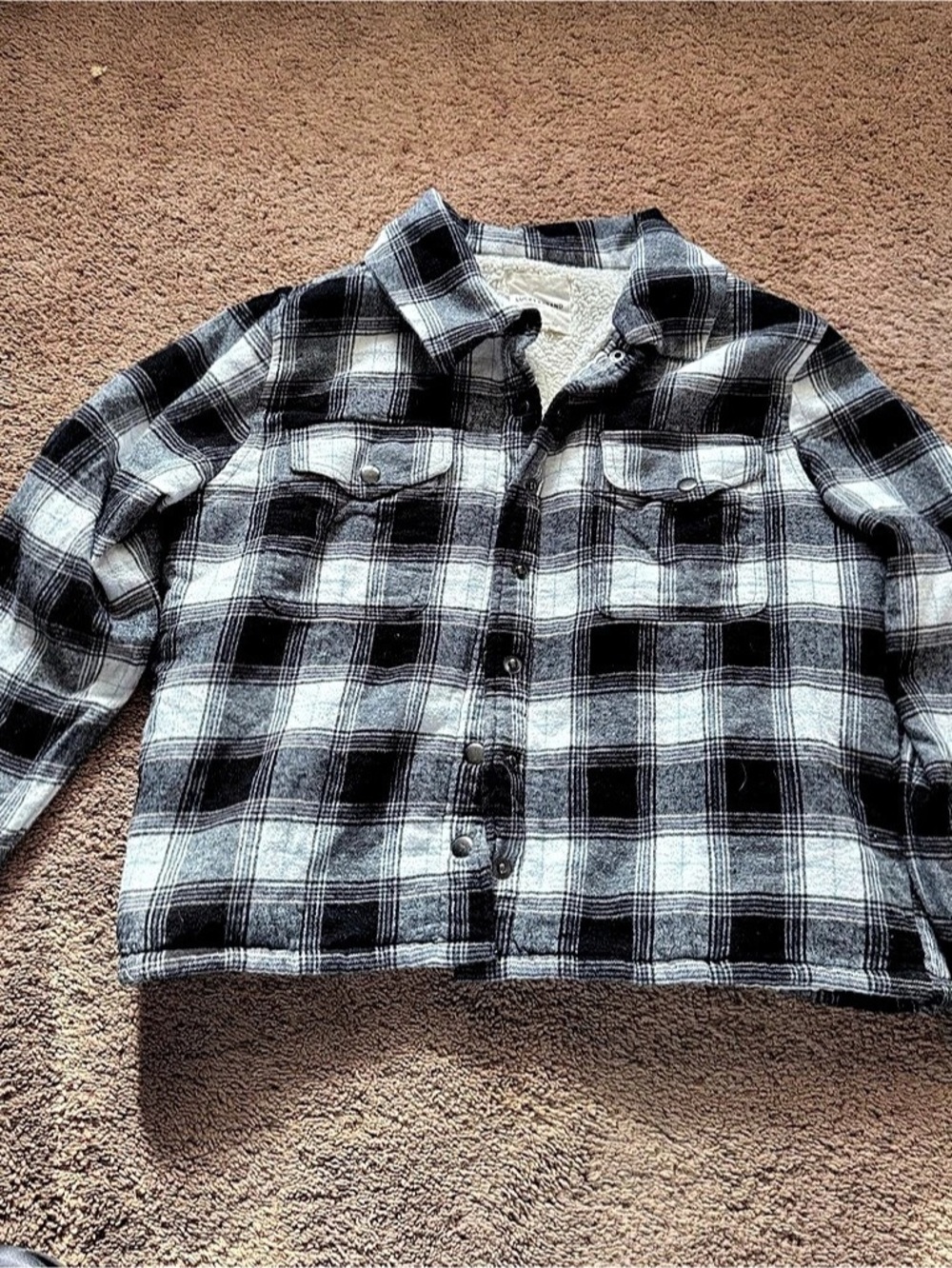LUCKY BRAND Plaid Shirt Jacket in Black & White